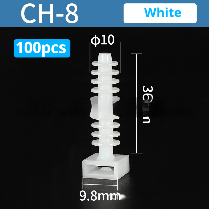 Nylon Binding Belt Holder CH-6CH-8 Screw Type Gecko Type Drilling Wall Fixing Clip Black Line Clamp