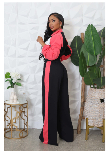 Spring And Autumn Loose Zip Short Coat High Waist Wide Leg Pants Two-piece Set - Image 4