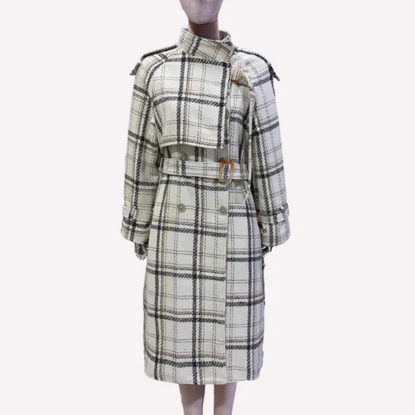 High Sense Autumn And Winter Woolen Coat Female Long Thickened - Plaid