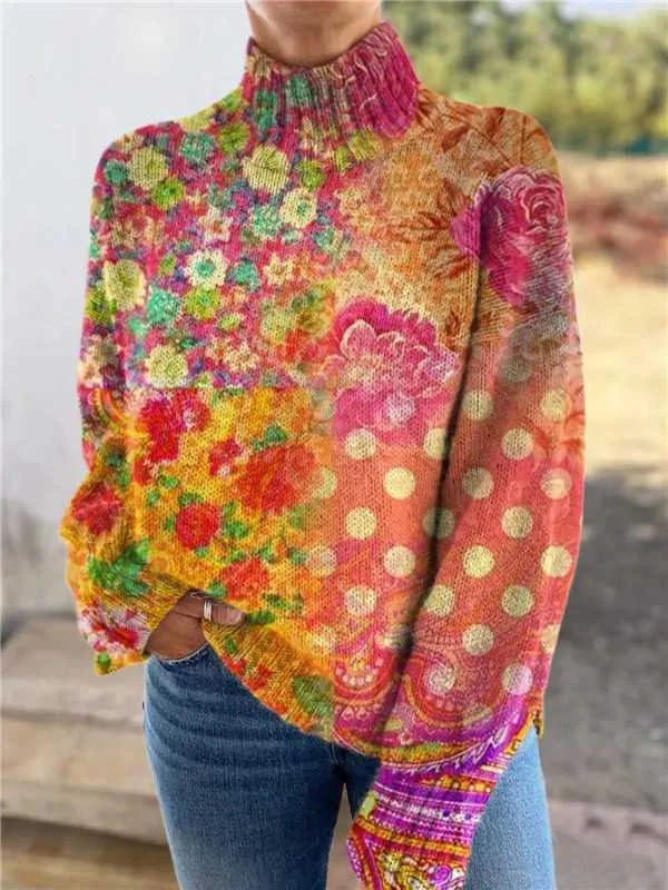 Women's Christmas Printed Turtleneck Sweater 19 E127 4Xl - Shop at LoveMi
