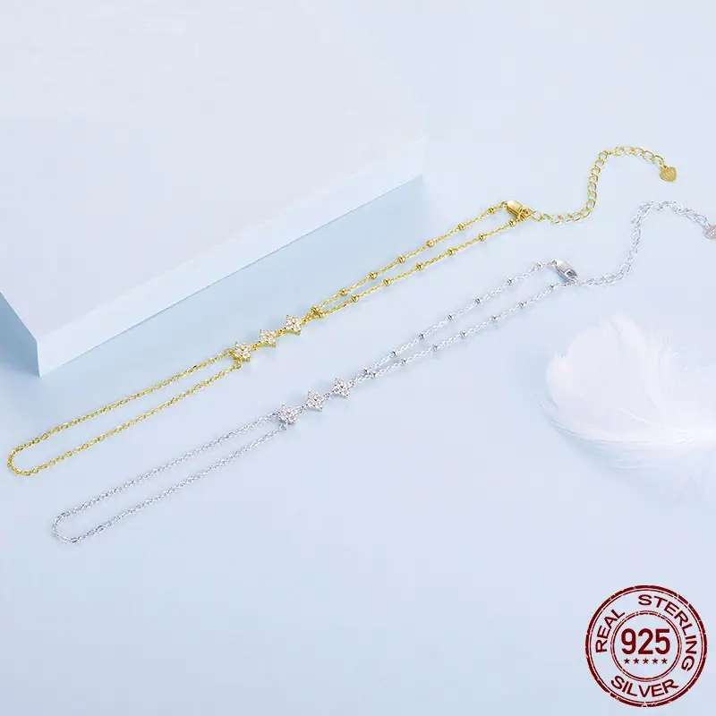 Fashionable Elegant High-grade New 925 Sterling Silver Bracelet Ring Integrated Chain