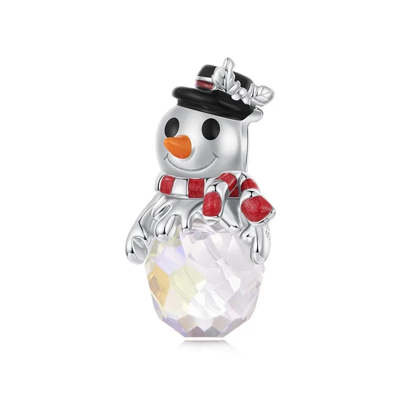Original Christmas Snowman S925 Sterling Silver Beads Winter Christmas Atmosphere DIY Bead Ornament Accessories - Scc3208 Beads