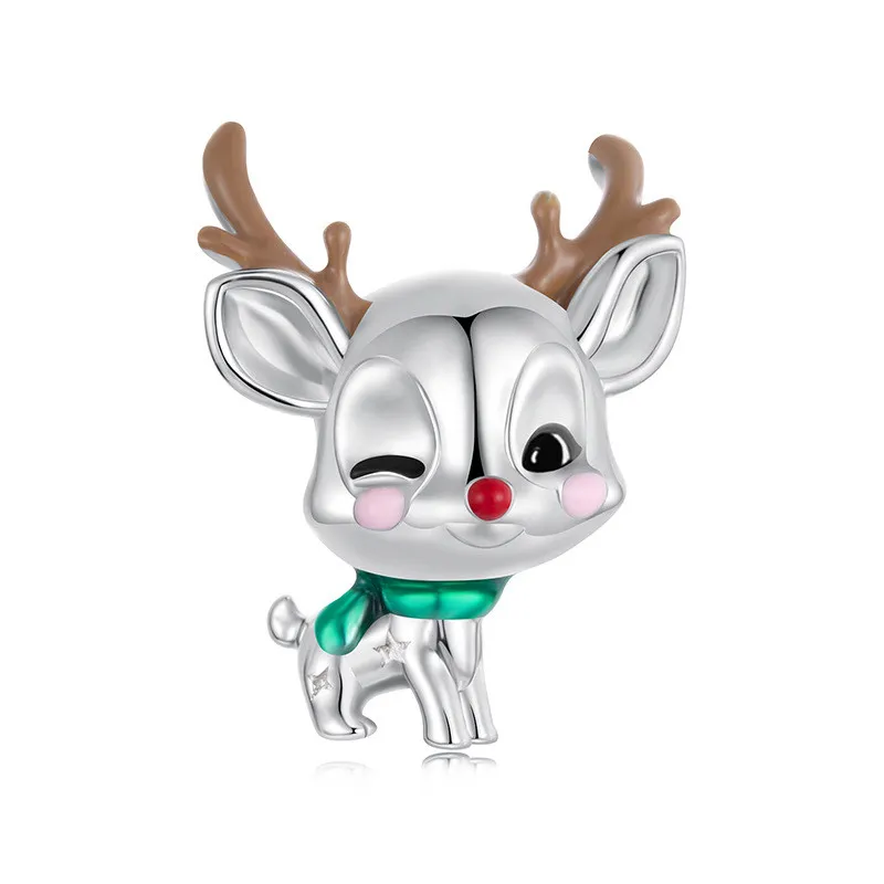 Original Christmas Elk S925 Sterling Silver Beads - Bsc1184