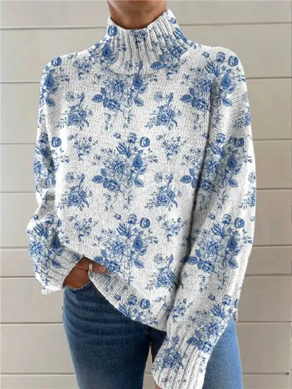 Women's Christmas Printed Turtleneck Sweater 24 E127 - Shop at LoveMi