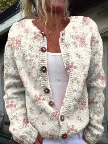 New Women's Autumn And Winter Style Loose 3D Printed Knitted Cardigan Sweater - 20 Style