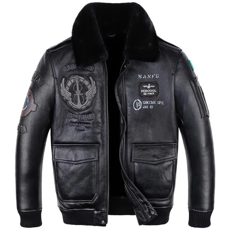 Leather Jacket Flight Suit for Men