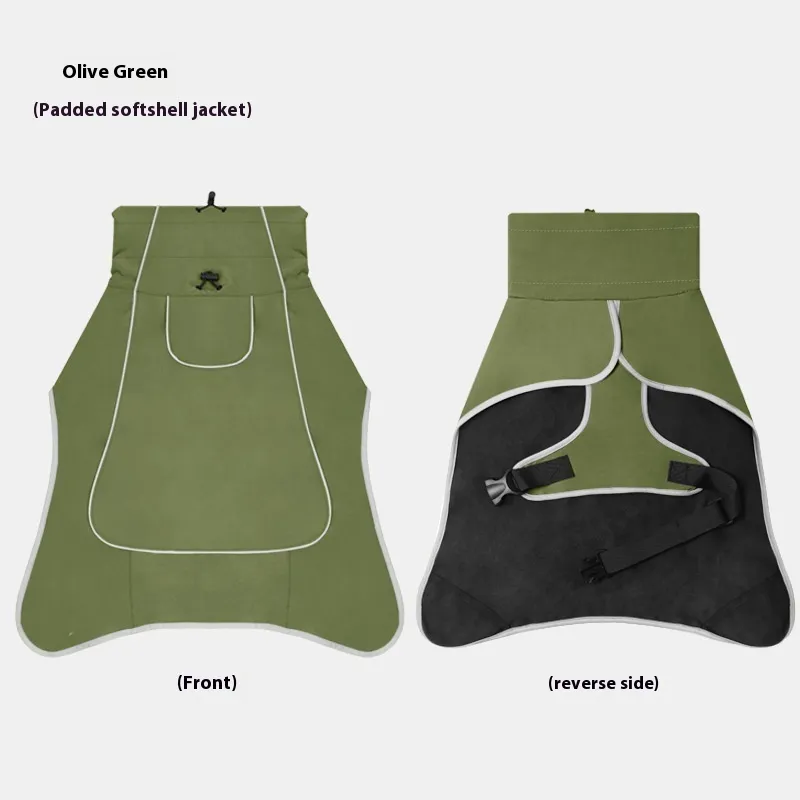 Dog Shell Jacket Waterproof And Rainproof Dual-use Clothes Large Pet Trench Coat - Autumn And Winter Olive Green