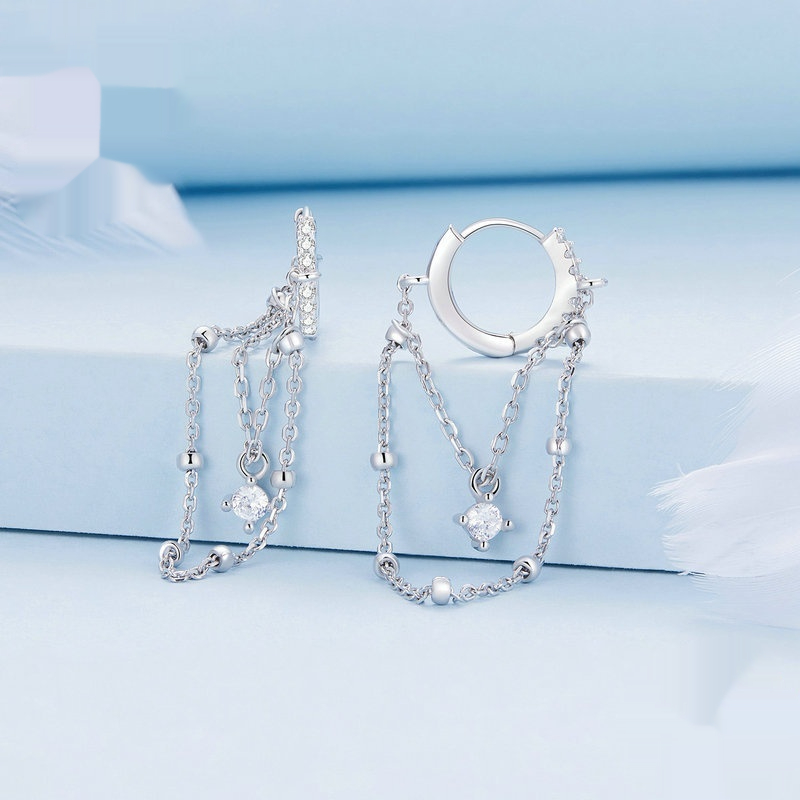 Silver Earrings Tassel Electroplated Zircon Long - Jewelry & Watches