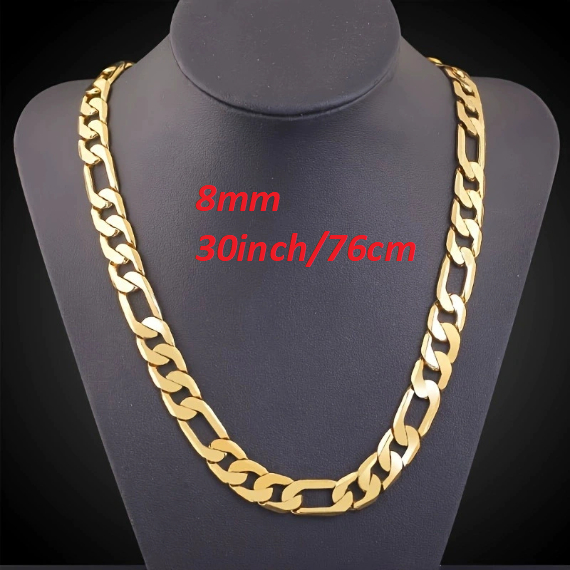 Vintage Figaro 3 To 1 Necklace 18K Gold Plated Geometric Chain Simple Necklace