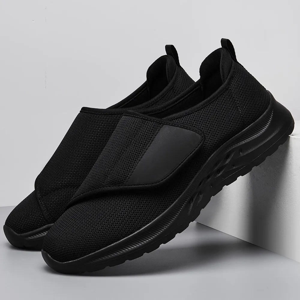 Men's And Women's Fat And Swollen Feet Bowton Wide Big Feet Special Shoes Postoperative Recovery Shoes Comfortable Breathable Sneakers - Black