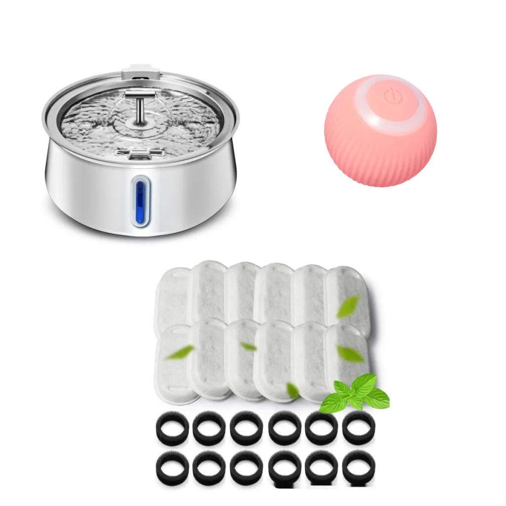 Pet 4L Water Drop Large Capacity With Window Stainless Steel Water Dispenser - Set3