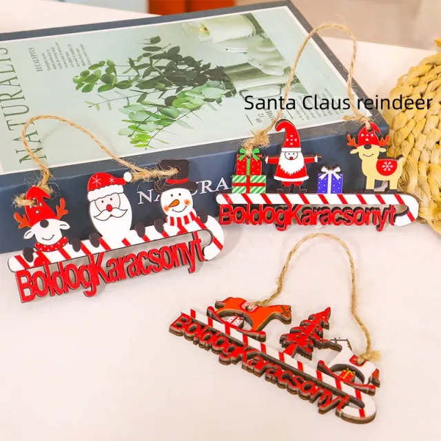 Christmas Home Door Hanging Wooden Ornaments Santa Elk - Shop at LoveMi
