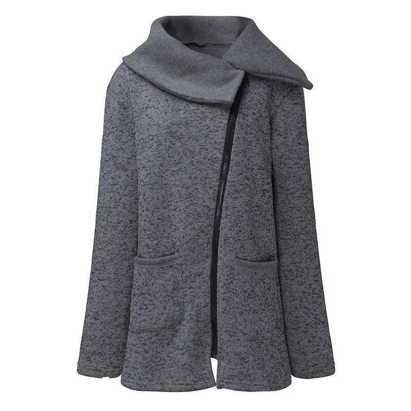Women's Fashion Side Zipper Coat Top - Dark Gray