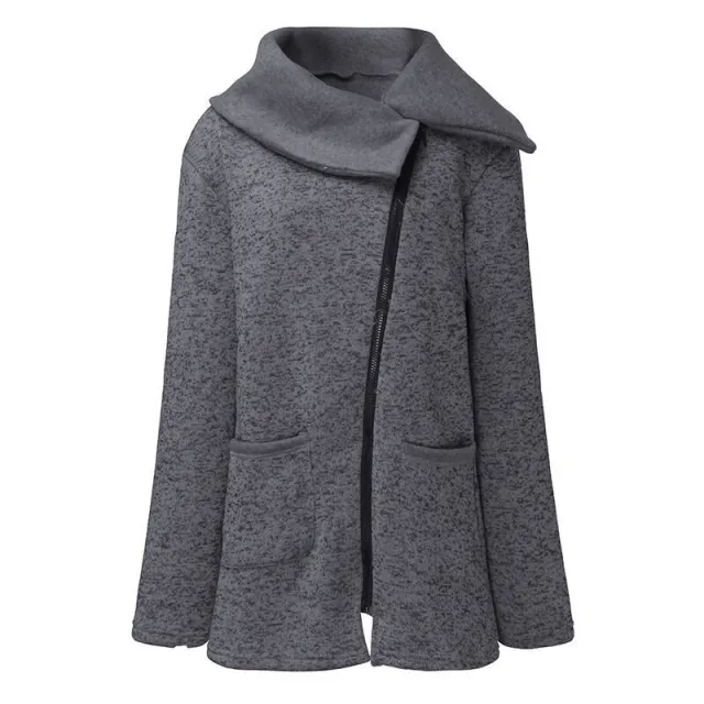Women's Fashion Side Zipper Coat Top Dark Gray - Shop at LoveMi