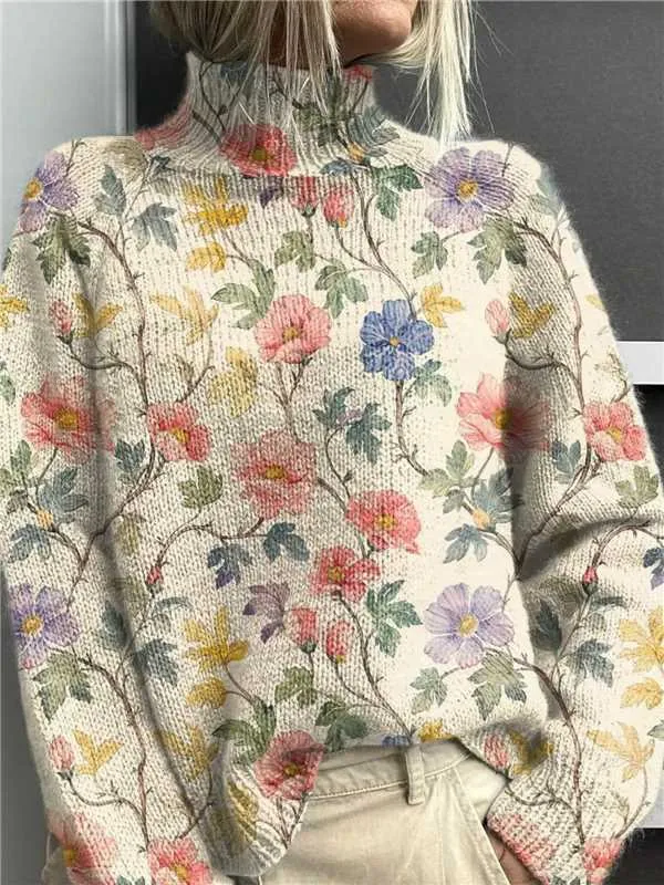 Women's Christmas Printed Turtleneck Sweater 30 E127 - Shop at LoveMi