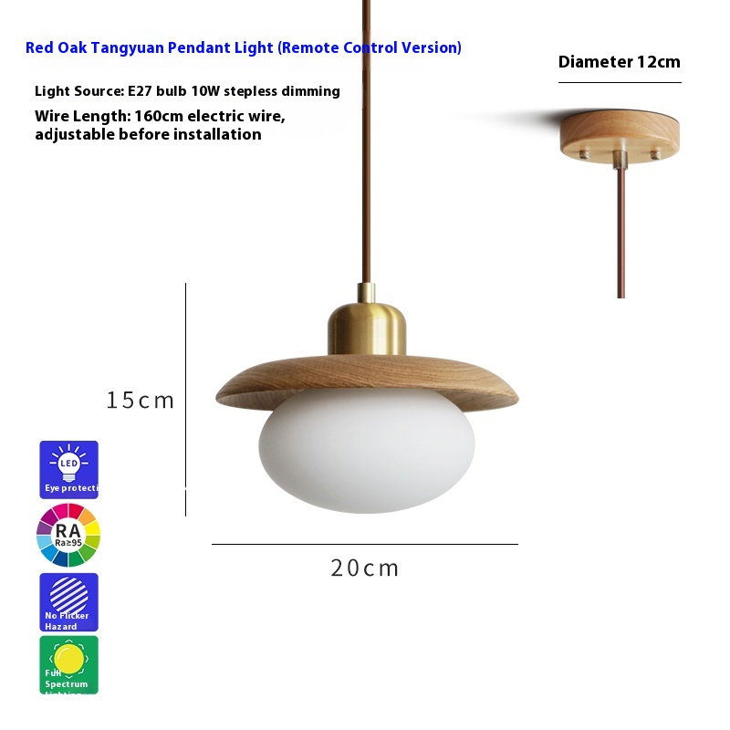Remote Control Three-color Bedroom Bedside Log Chandelier - Image 5
