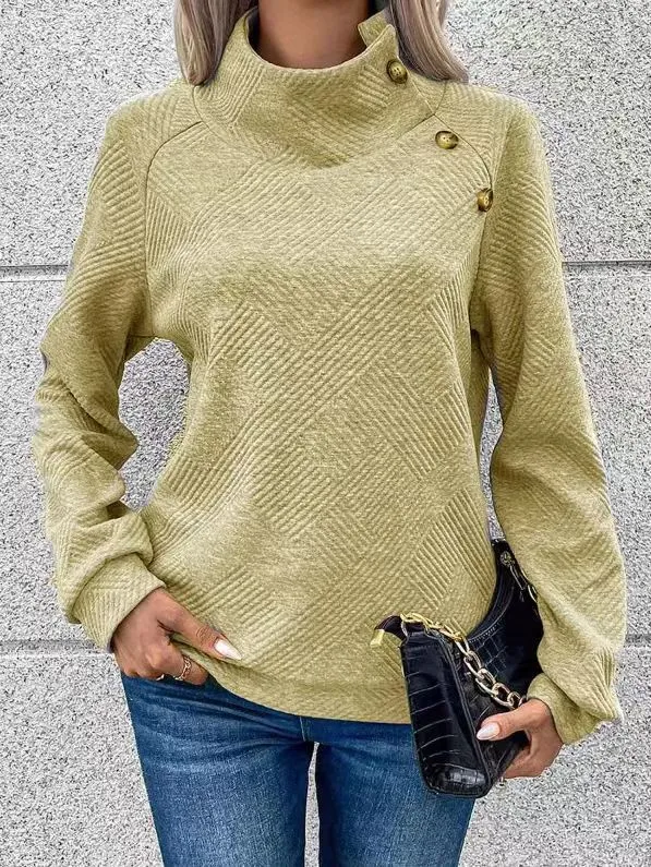 Solid Color Pullover Long Sleeve Top Yellow - Shop at LoveMi