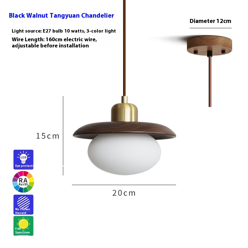 Remote Control Three-color Bedroom Bedside Log Chandelier - Image 4