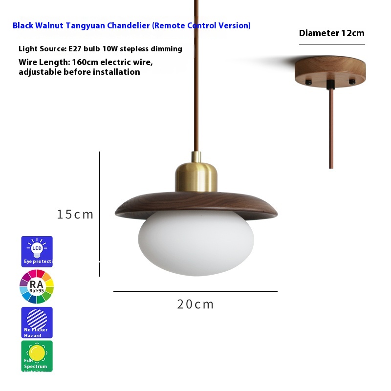 Remote Control Three-color Bedroom Bedside Log Chandelier - Image 9