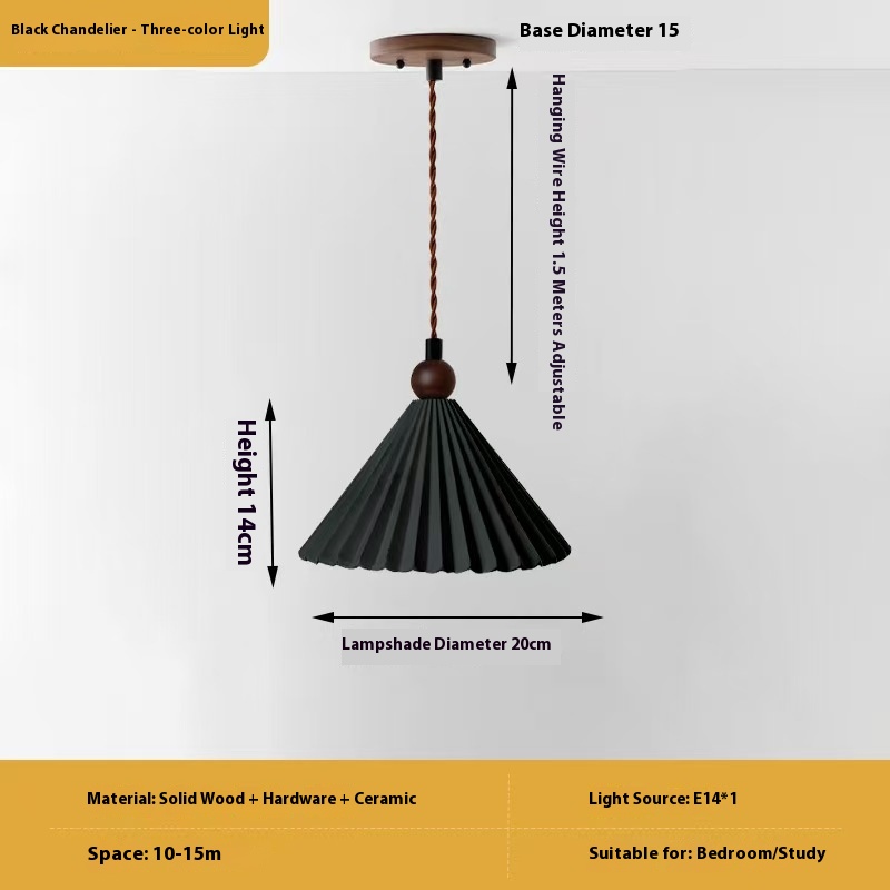 Retro Walnut Ceramic Bedroom Bedside Small Droplight - Image 4