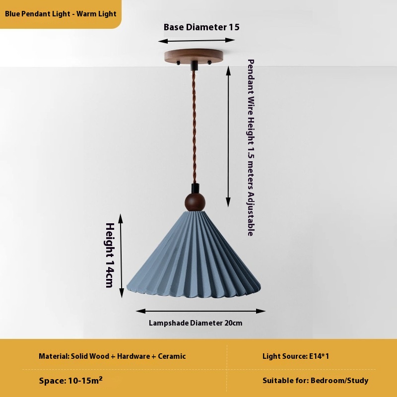 Retro Walnut Ceramic Bedroom Bedside Small Droplight - Image 5