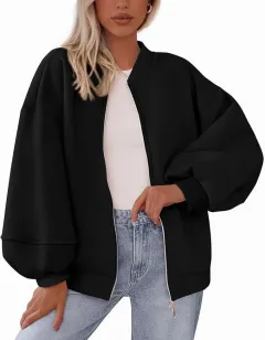 Women's Short Cardigan Solid Color Hoodie Coat - Black - View 1