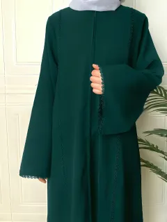 Women's Lace Long Sleeve Robe Cardigan Dress - Dark Green - View 1