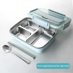 Stainless Steel Divided Lunch Box Insulation - Blue - View 1