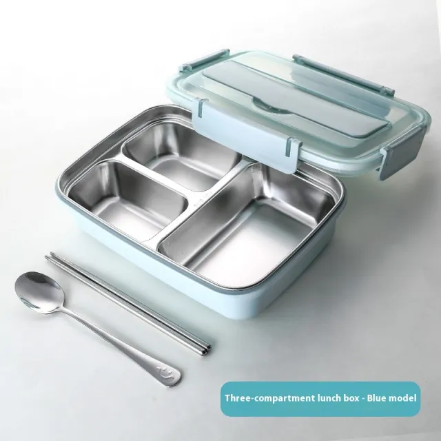 Stainless Steel Divided Lunch Box Insulation Blue - Shop at LoveMi