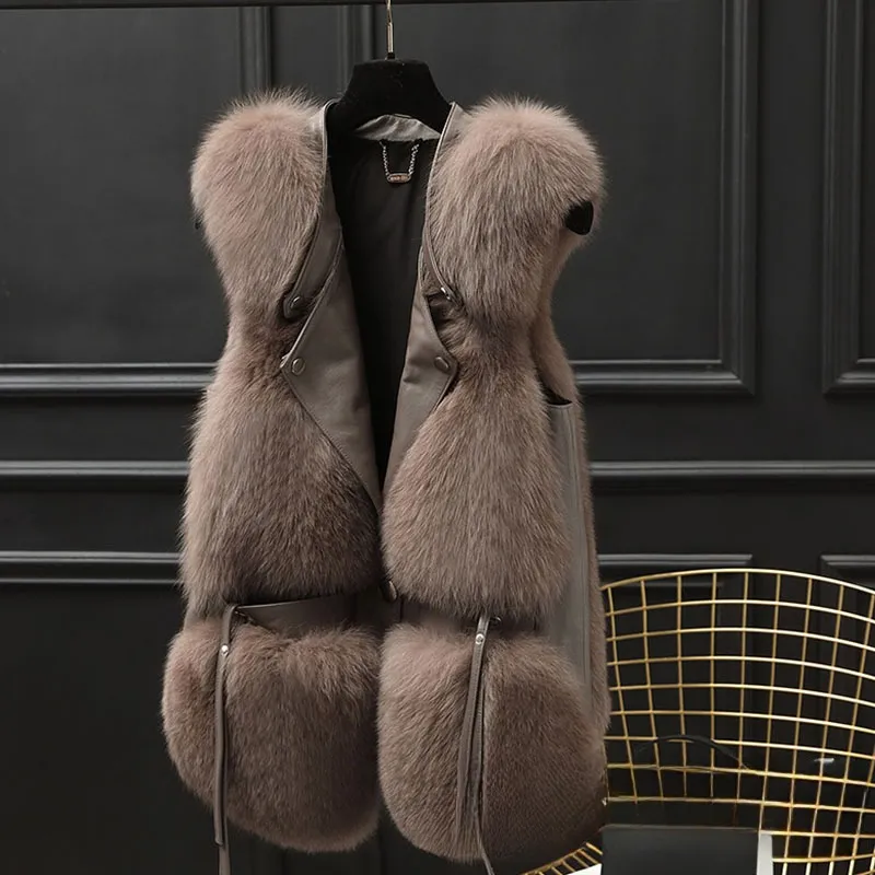 Women's Korean-style Fashion Casual Fur Vest - Red Bean Paste Colors