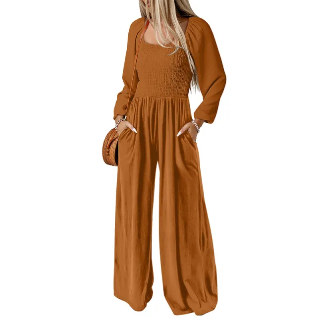 New Solid Color Wide Leg Trousers Women's European And American Thin Simple L Lc6412351 P1016 - Shop at LoveMi