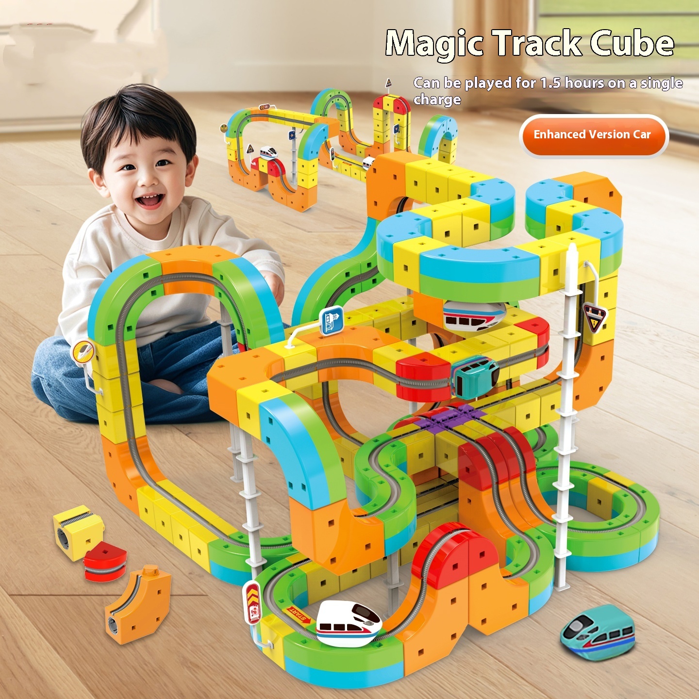 Children's Educational Track Cube Building Blocks Toys - Image 1