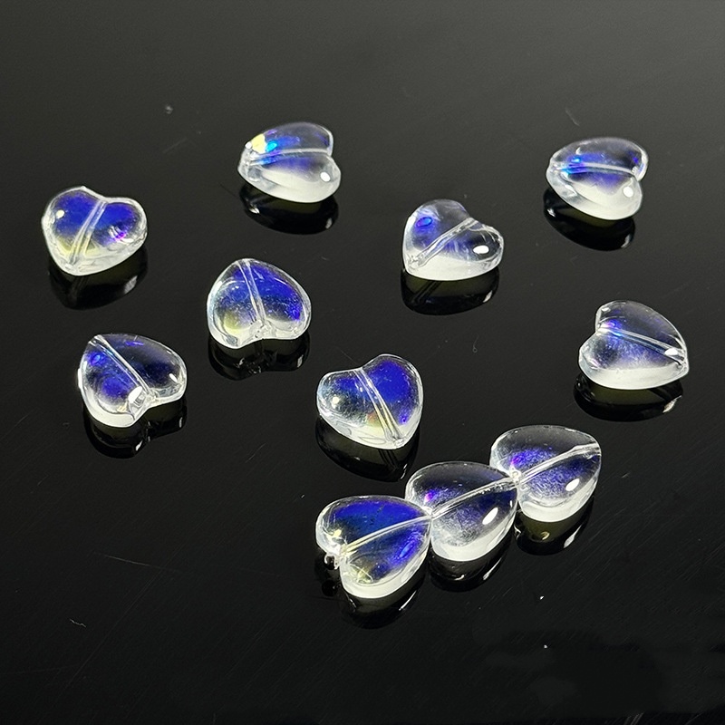 Love Peach Heart Glass 12mm Handmade Jewelry Bead