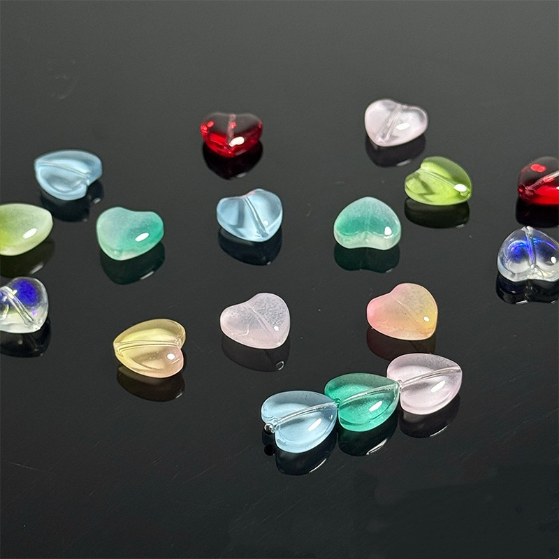Love Peach Heart Glass 12mm Handmade Jewelry Bead