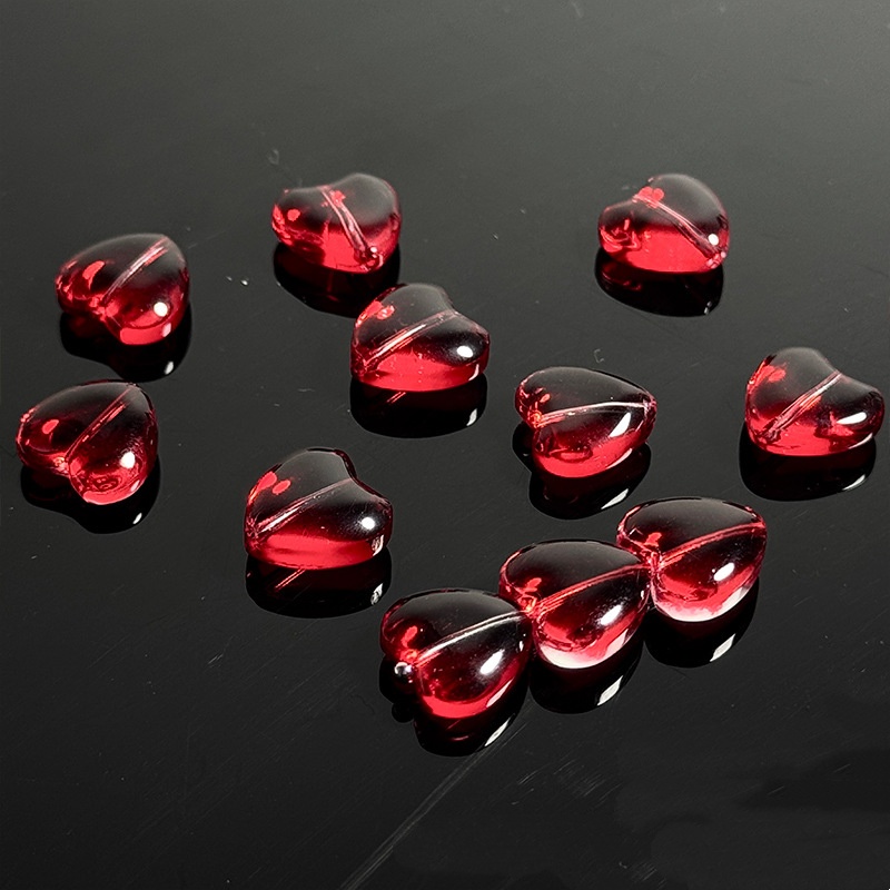 Love Peach Heart Glass 12mm Handmade Jewelry Bead