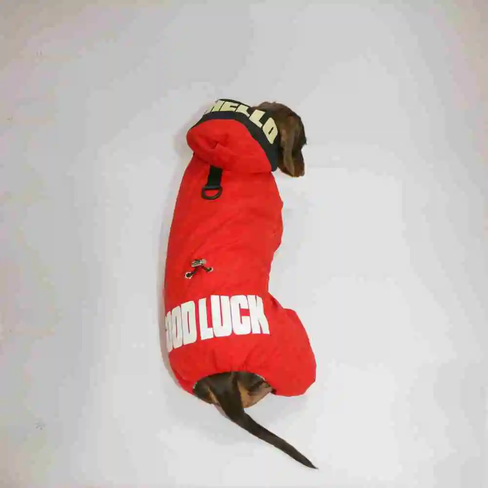 Dog Cat Winter Warm Thickened Outdoor Four-legged Pet Clothing - Red