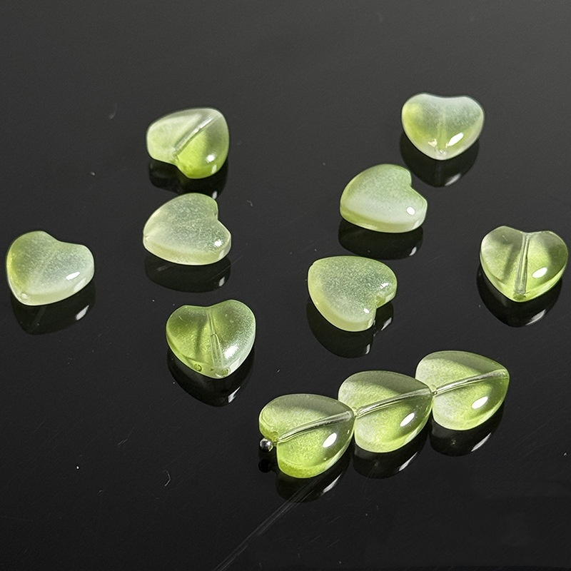 Love Peach Heart Glass 12mm Handmade Jewelry Bead