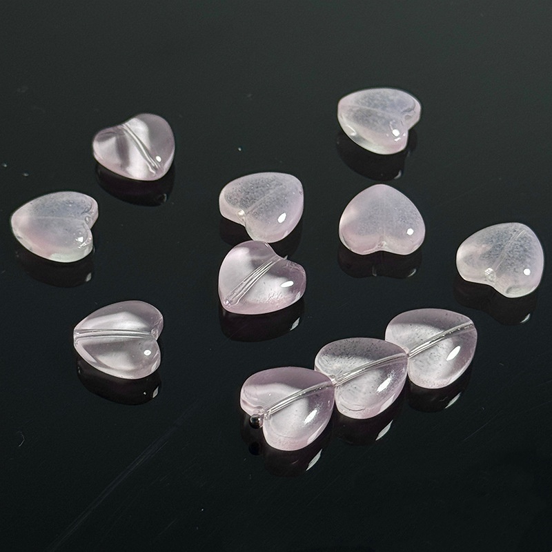 Love Peach Heart Glass 12mm Handmade Jewelry Bead
