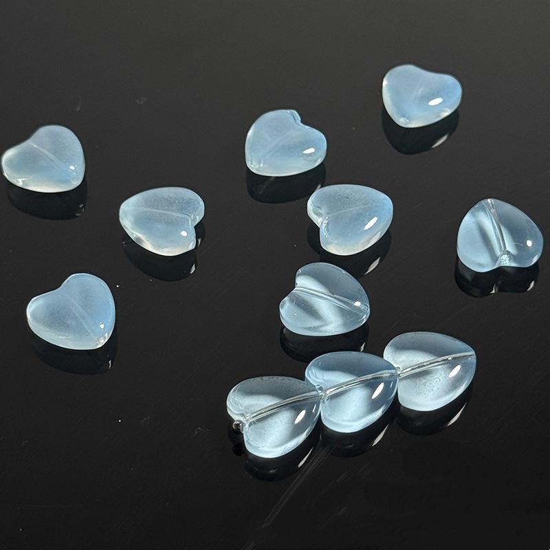 Love Peach Heart Glass 12mm Handmade Jewelry Bead