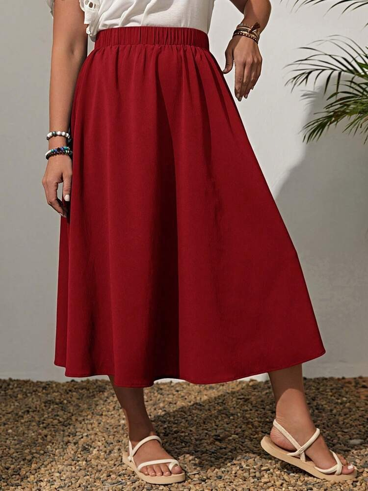 Elastic Waist Plus Size Skirt for Women