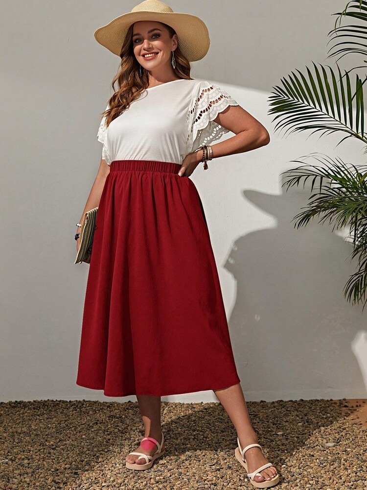 Elastic Waist Plus Size Skirt for Women