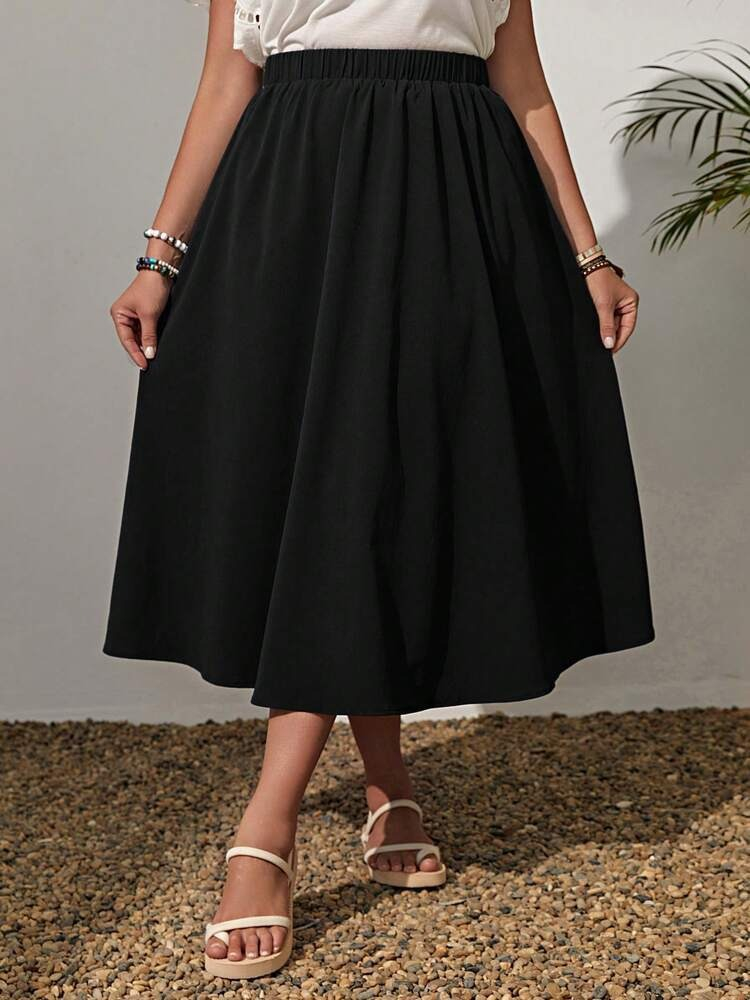 Elastic Waist Plus Size Skirt for Women