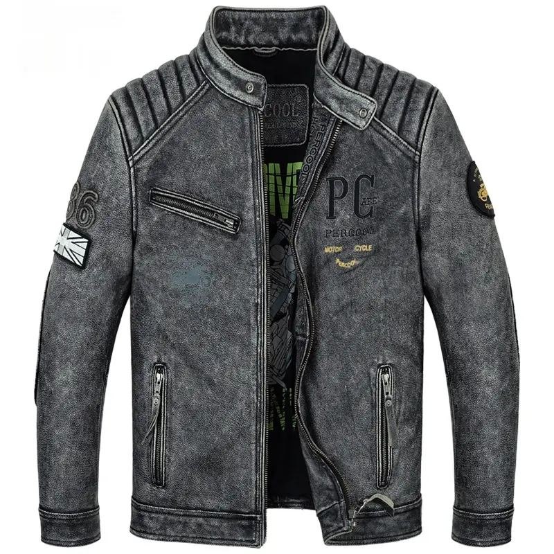 Men's Retro Distressed Top Layer Leather Jacket
