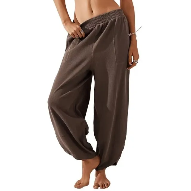 Women's Casual Pure Color All matching Casual Pants With Pockets Taupe - Shop at LoveMi