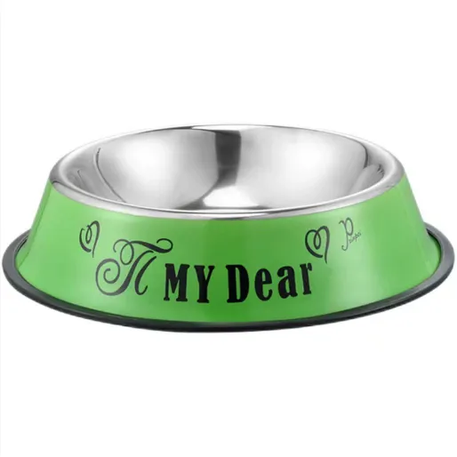 pet bowl pet feeding basin - Green Cartoon
