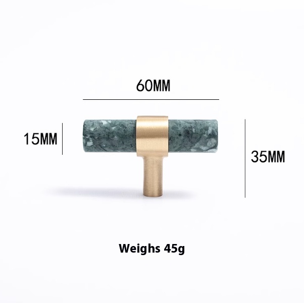 Natural Marble Pure Brass Door Handle Dark Green - Shop at LoveMi