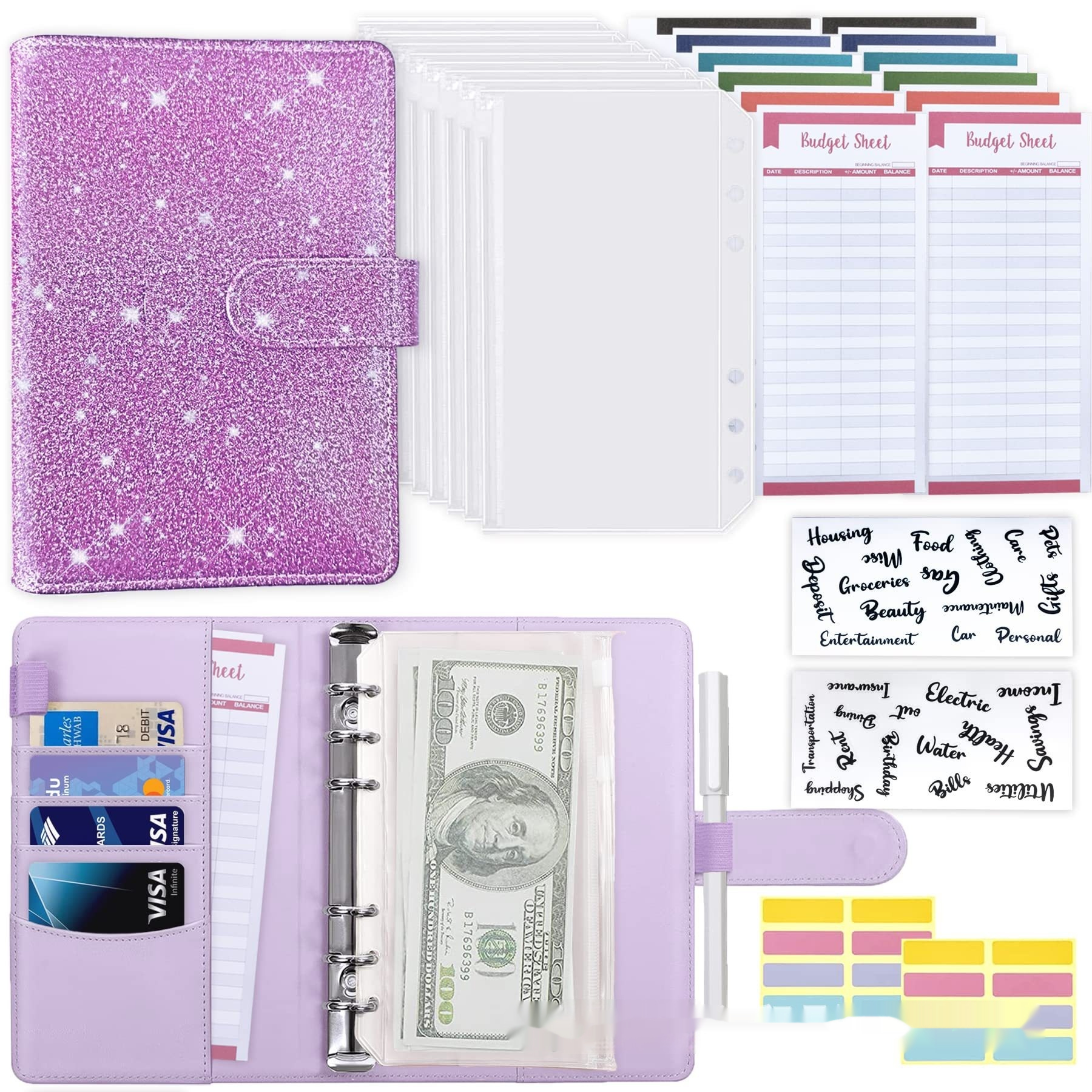 A6 Loose-leaf Macaron Notebook Leather Loose Spiral Notebook Cash Budget Journal Book 3