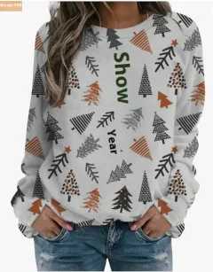 Christmas European And American Women Printed Crew Neck Sweatshirt - Mw17-Xl - View 1