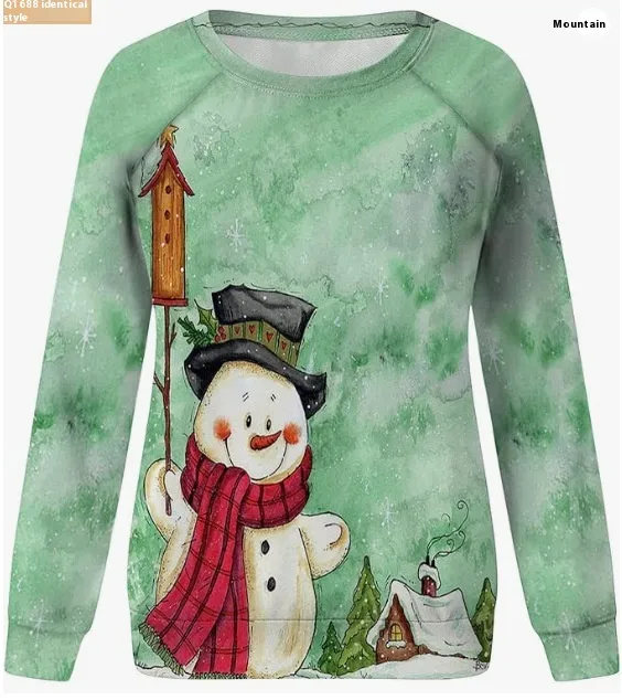 Christmas European And American Women Printed Crew Neck Sweatshirt - Mw18-Xl