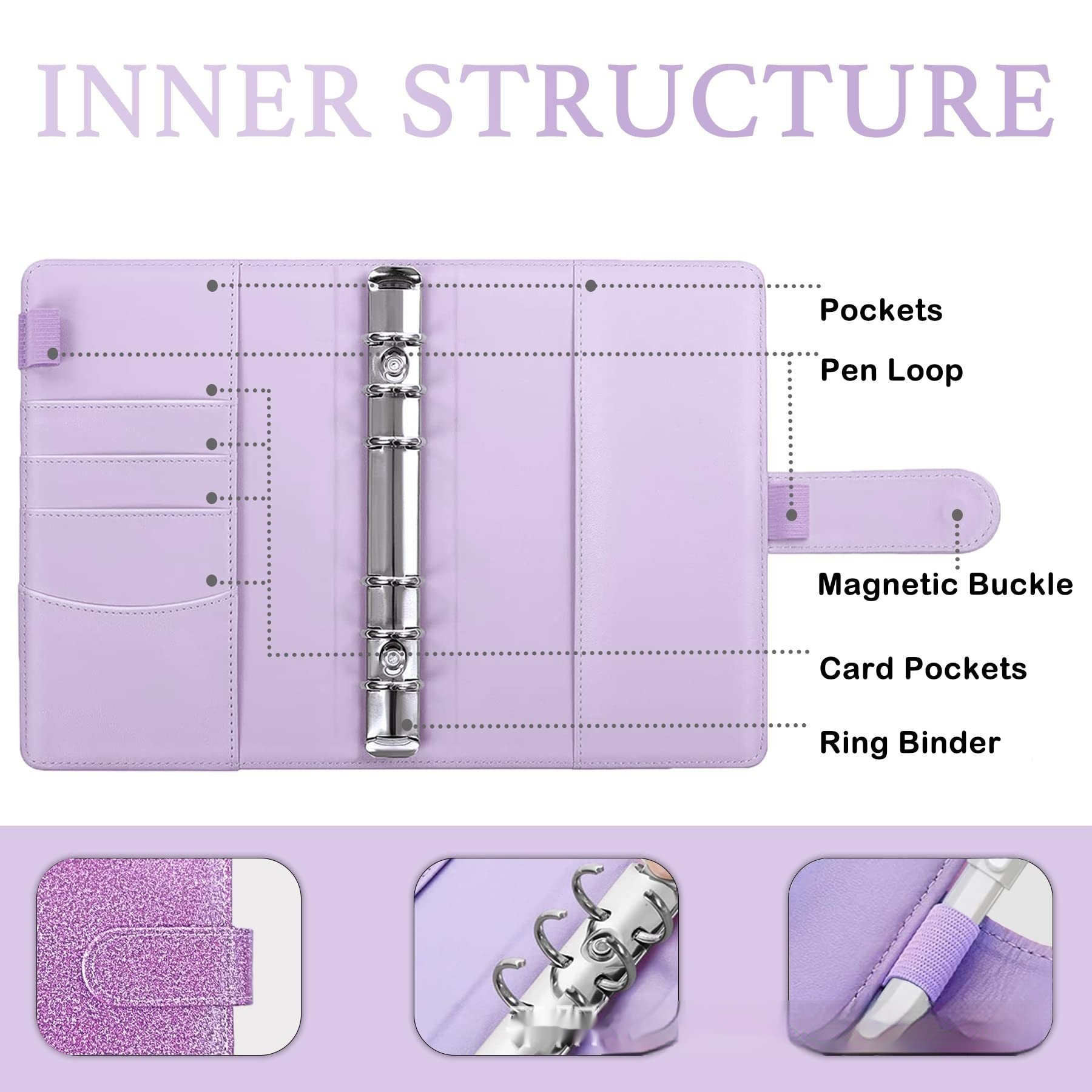 A6 Loose-leaf Macaron Notebook Leather Loose Spiral Notebook Cash Budget Journal Book 4